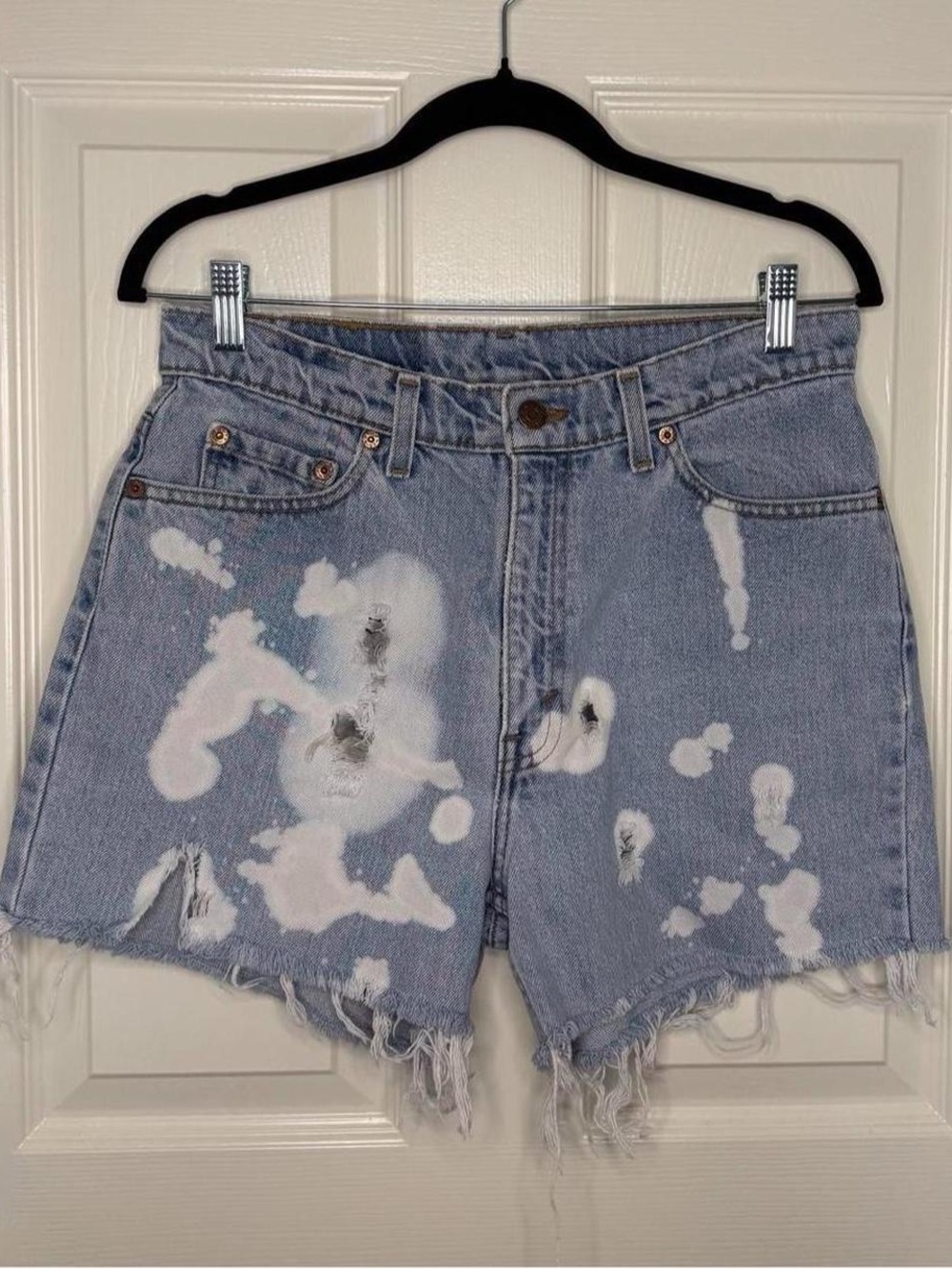 Vintage Levi's 521 bleached distressed tapered fit denim shorts 12 - y2k indie